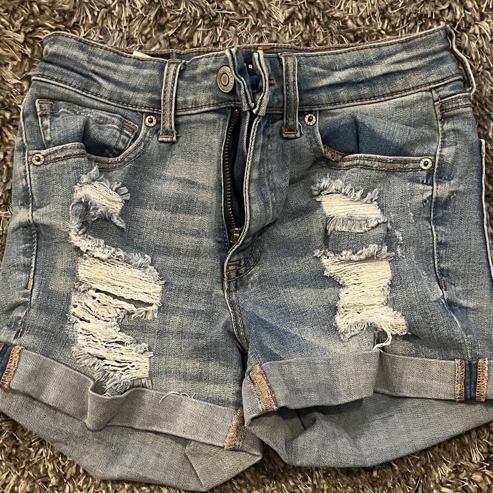 Aeropostale Blue Distressed Jean Shorts